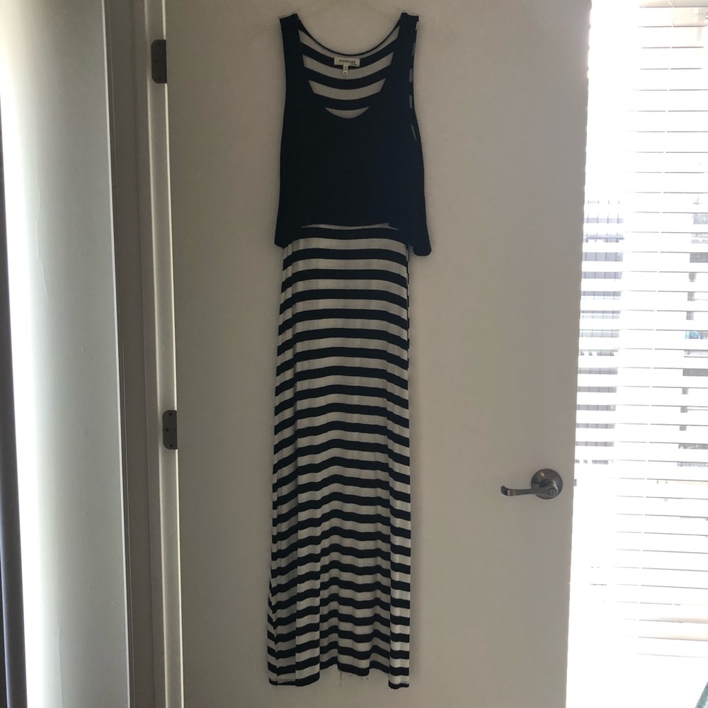 Black and white striped maxi dress